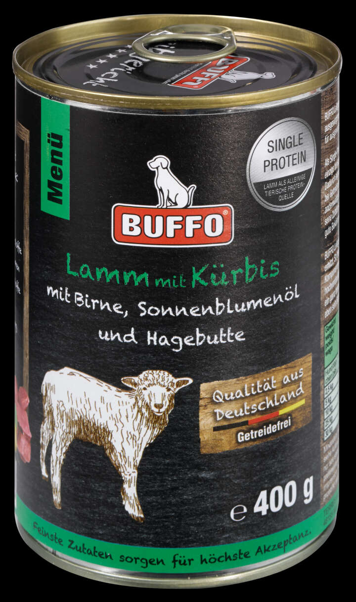 BUFFO Hunde-Nassfutter Leibgericht Lamm mit Kürbis